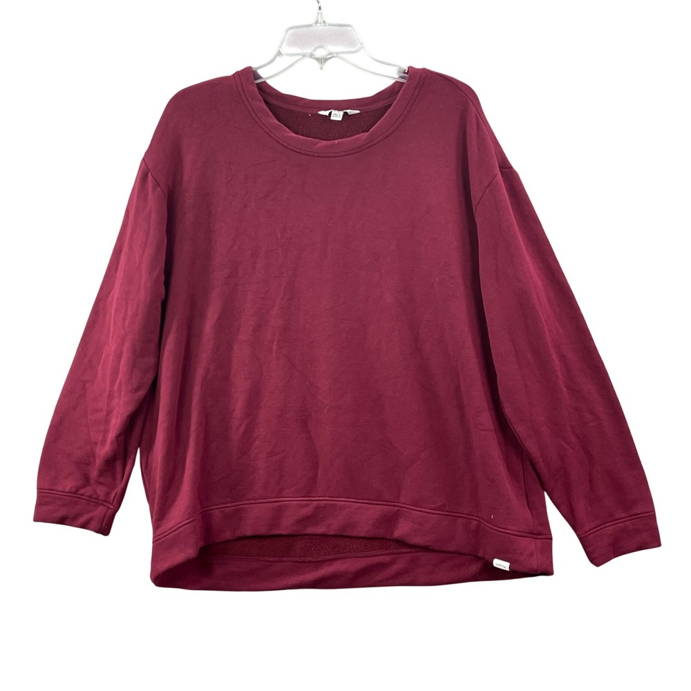 Orvis Sweatshirt Women XL Burgundy Modal Blend Fleece Pullover Crew Neck Relaxed